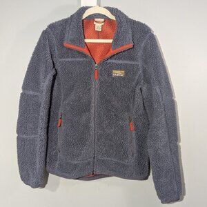 LL Bean Zip Up High Pile Fleece Jacket Women's Size M Medium - Slate Blue